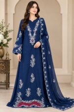 Abeer | Embroidered Russian Silk Ensemble - Image 3