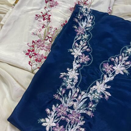 Abeer | Embroidered Russian Silk Ensemble