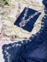 Abeer | Embroidered Russian Silk Ensemble - Image 13