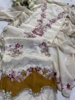 Abeer | Embroidered Russian Silk Ensemble - Image 16