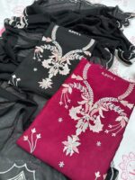 Embroidered Sheesha Silk 3-Piece Suit