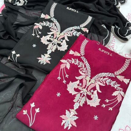 Embroidered Sheesha Silk 3-Piece Suit