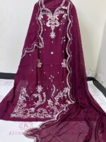 Embroidered Sheesha Silk 3-Piece Suit - Image 5