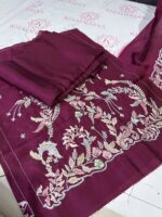 Embroidered Sheesha Silk 3-Piece Suit - Image 4